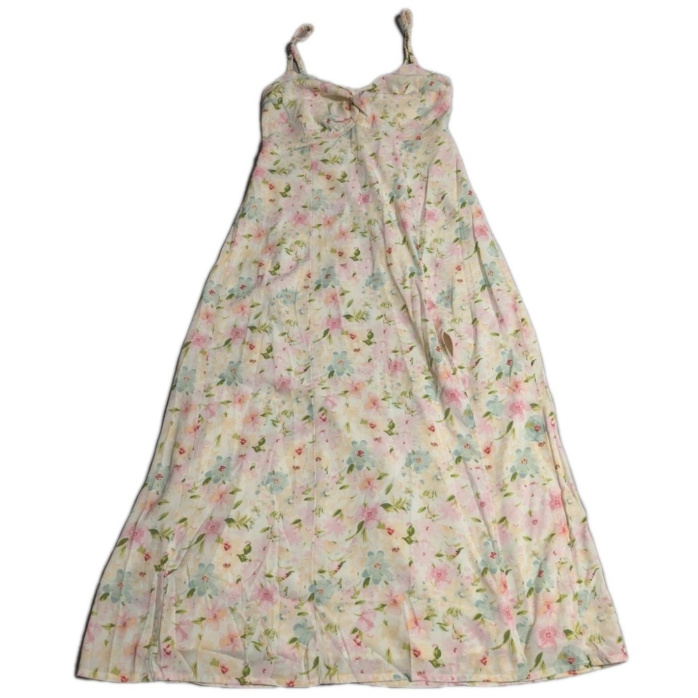 Abercrombie & Fitch Floral Maxi Dress Womens Small Pastel Pink Blue Cottagecore